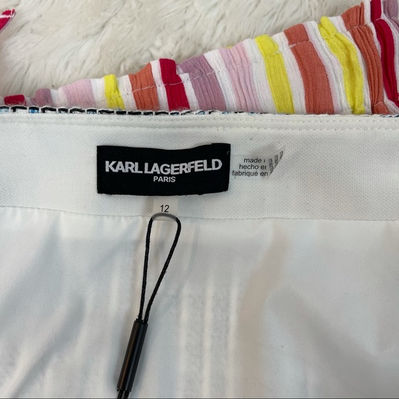 Karl Lagerfeld Blue White Tweed Mini Skirt Size 12 NWT - Picture 5 of 6